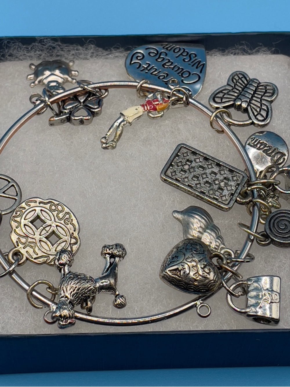 Serenity Loaded Charm Bangle • Turtle Mermaid Peace Clover • Gift Boxed
